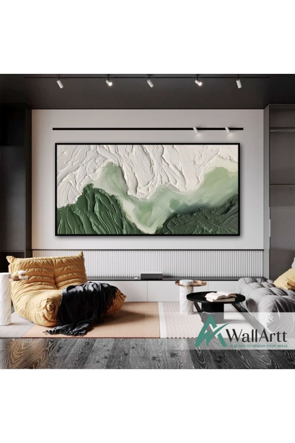 Green Coastline 3d Heavy Textured Partial Oil Painting